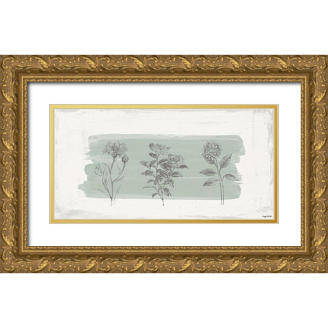 Three Flowers Gold Ornate Wood Framed Art Print with Double Matting by Brown, Kyra