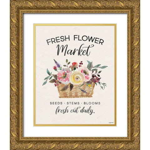 Flower Market Gold Ornate Wood Framed Art Print with Double Matting by Brown, Kyra