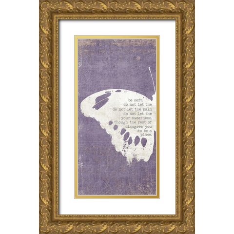 Left Butterfly Gold Ornate Wood Framed Art Print with Double Matting by Brown, Kyra