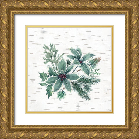 Jade Floral Gold Ornate Wood Framed Art Print with Double Matting by Brown, Kyra