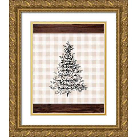 Sketchy Tree Gold Ornate Wood Framed Art Print with Double Matting by Brown, Kyra