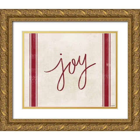Joy Stripes Gold Ornate Wood Framed Art Print with Double Matting by Brown, Kyra