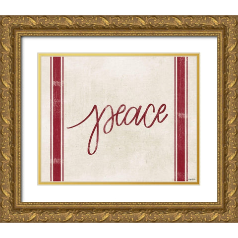 Peace Stripes Gold Ornate Wood Framed Art Print with Double Matting by Brown, Kyra