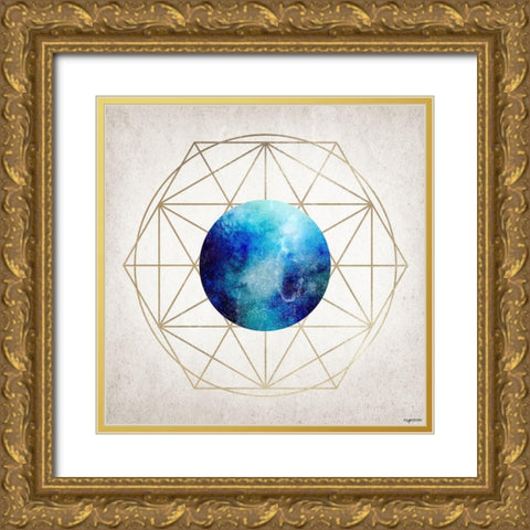 Geo Planet III Gold Ornate Wood Framed Art Print with Double Matting by Brown, Kyra