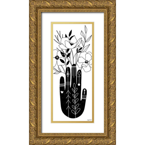 Flower Hand Gold Ornate Wood Framed Art Print with Double Matting by Brown, Kyra