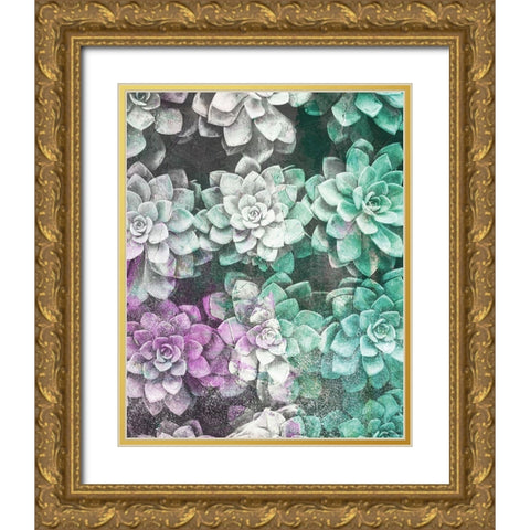 Colored Succulents Gold Ornate Wood Framed Art Print with Double Matting by Brown, Kyra
