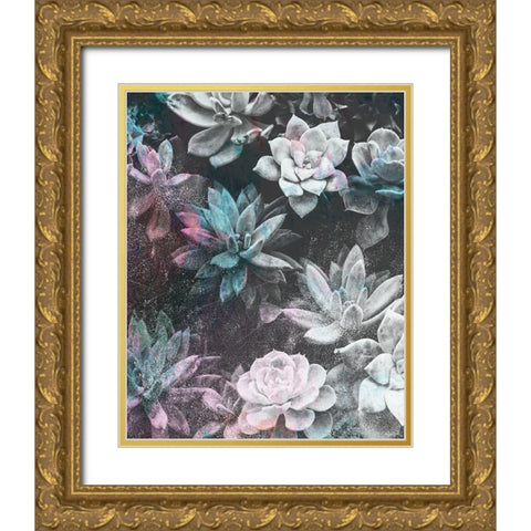 Colored Succulents III Gold Ornate Wood Framed Art Print with Double Matting by Brown, Kyra