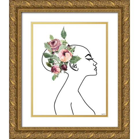 Line Woman Gold Ornate Wood Framed Art Print with Double Matting by Brown, Kyra