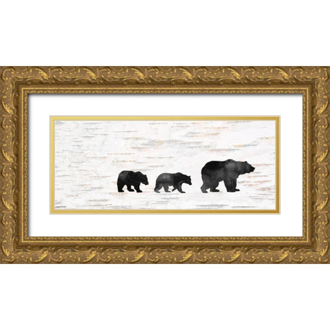 Bear Family Gold Ornate Wood Framed Art Print with Double Matting by Brown, Kyra
