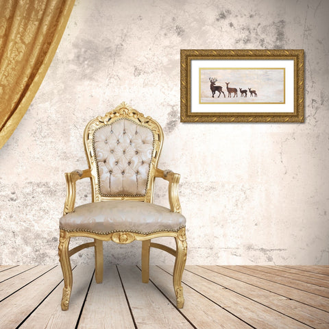 Deer Family Gold Ornate Wood Framed Art Print with Double Matting by Brown, Kyra