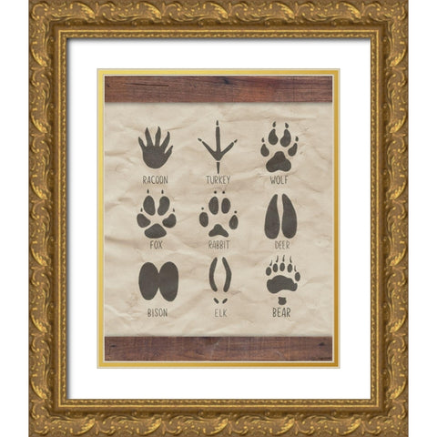 Paw Prints Gold Ornate Wood Framed Art Print with Double Matting by Brown, Kyra