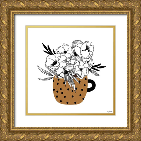 Mustard Flower Mug Gold Ornate Wood Framed Art Print with Double Matting by Brown, Kyra