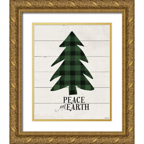 Peace on Earth Tree Gold Ornate Wood Framed Art Print with Double Matting by Brown, Kyra