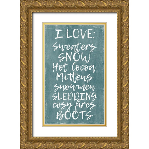 Winter Loves Gold Ornate Wood Framed Art Print with Double Matting by Brown, Kyra