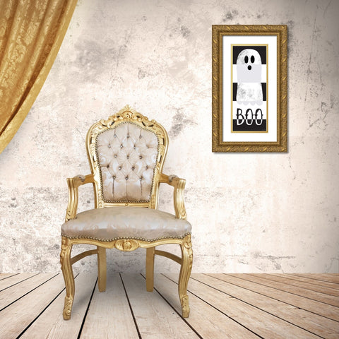 Boo Ghost Gold Ornate Wood Framed Art Print with Double Matting by Brown, Kyra