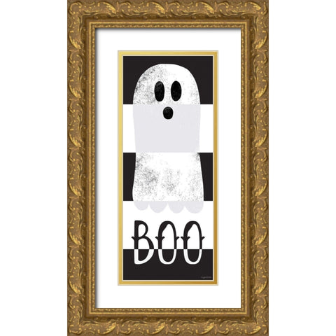 Boo Ghost Gold Ornate Wood Framed Art Print with Double Matting by Brown, Kyra