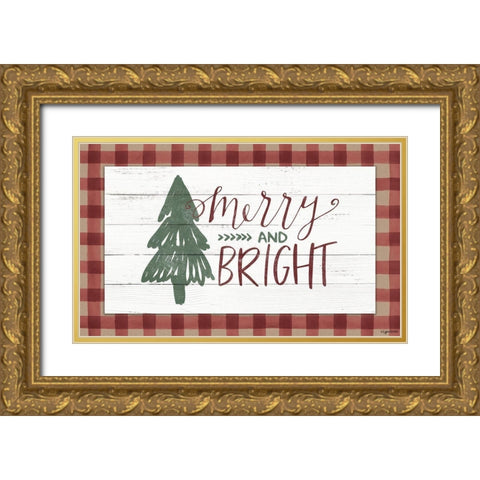 Merry and Bright Gold Ornate Wood Framed Art Print with Double Matting by Brown, Kyra