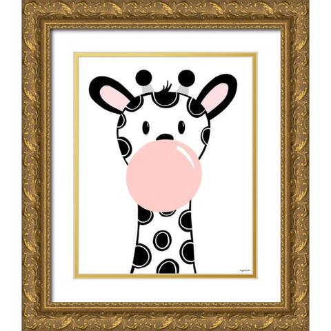 Black Giraffe Gold Ornate Wood Framed Art Print with Double Matting by Brown, Kyra