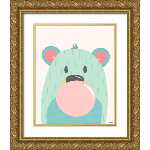 Kid Bear Gold Ornate Wood Framed Art Print with Double Matting by Brown, Kyra