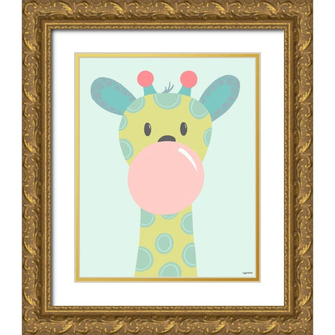 Kid Giraffe Gold Ornate Wood Framed Art Print with Double Matting by Brown, Kyra