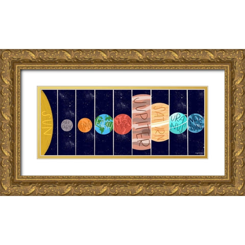 Solar System Gold Ornate Wood Framed Art Print with Double Matting by Brown, Kyra