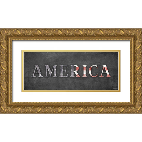 America   Gold Ornate Wood Framed Art Print with Double Matting by Brown, Kyra