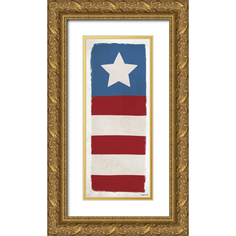 Star Flag Gold Ornate Wood Framed Art Print with Double Matting by Brown, Kyra