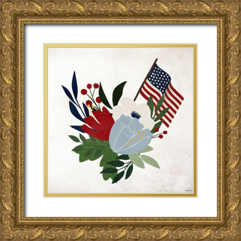 American Floral III Gold Ornate Wood Framed Art Print with Double Matting by Brown, Kyra