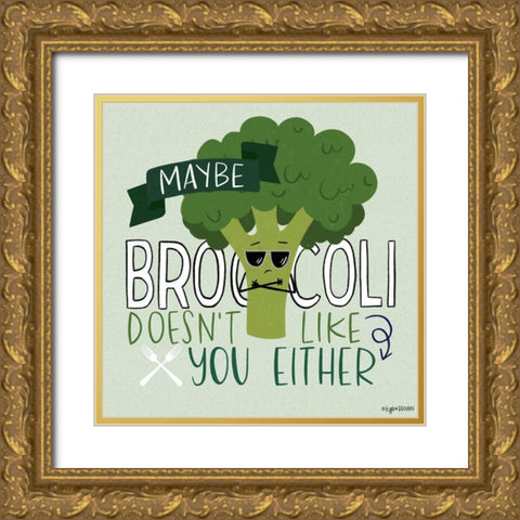 Broccoli Gold Ornate Wood Framed Art Print with Double Matting by Brown, Kyra