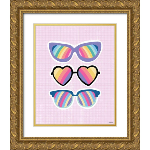 Glasses of Color Gold Ornate Wood Framed Art Print with Double Matting by Brown, Kyra