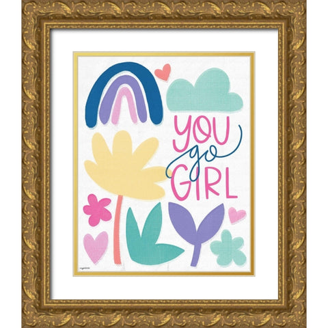 You Go Girl Gold Ornate Wood Framed Art Print with Double Matting by Brown, Kyra