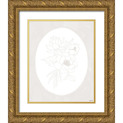 Stencil Floral IV Gold Ornate Wood Framed Art Print with Double Matting by Brown, Kyra