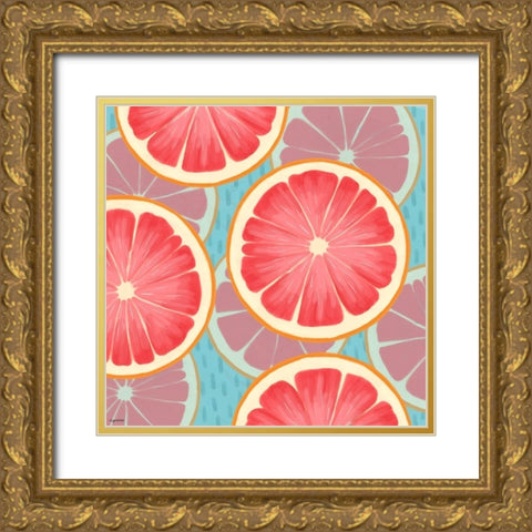 Grapefruit Gold Ornate Wood Framed Art Print with Double Matting by Brown, Kyra