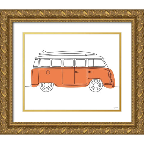 70s Orange Bus Gold Ornate Wood Framed Art Print with Double Matting by Brown, Kyra