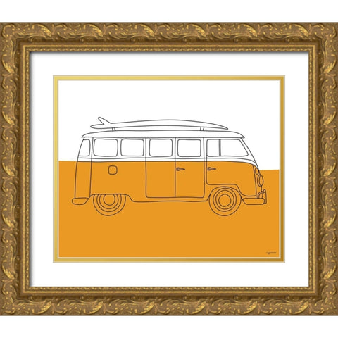 70s Orange Bus Gold Ornate Wood Framed Art Print with Double Matting by Brown, Kyra