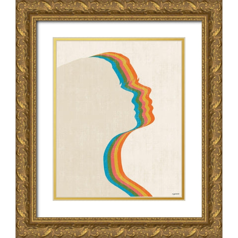 70s Woman Gold Ornate Wood Framed Art Print with Double Matting by Brown, Kyra