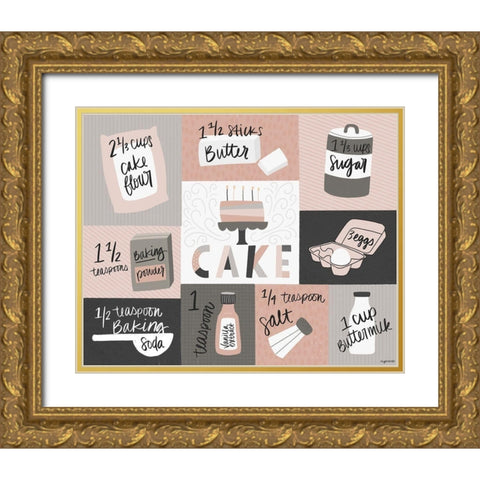 Cake Recipe Gold Ornate Wood Framed Art Print with Double Matting by Brown, Kyra