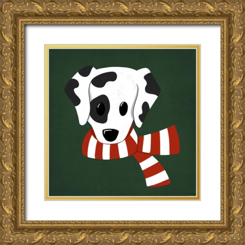 Dalmatian Christmas Gold Ornate Wood Framed Art Print with Double Matting by Brown, Kyra
