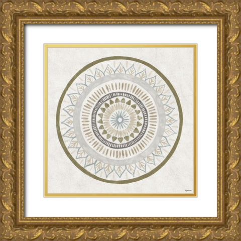 Watercolor Mandala Gold Ornate Wood Framed Art Print with Double Matting by Brown, Kyra
