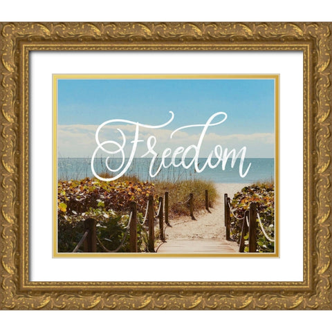 Freedom Beach Gold Ornate Wood Framed Art Print with Double Matting by Brown, Kyra