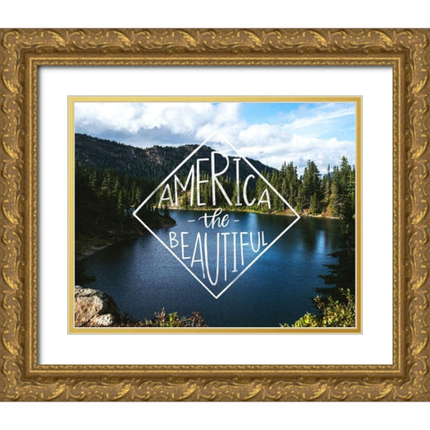 America the Beautiful Gold Ornate Wood Framed Art Print with Double Matting by Brown, Kyra
