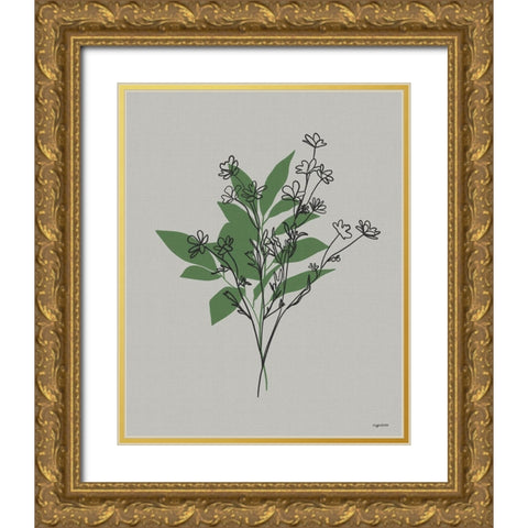 Line Botanical I Gold Ornate Wood Framed Art Print with Double Matting by Brown, Kyra