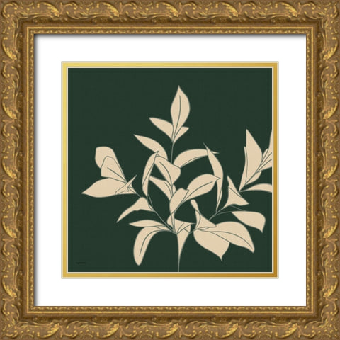 Green Botanical Gold Ornate Wood Framed Art Print with Double Matting by Brown, Kyra