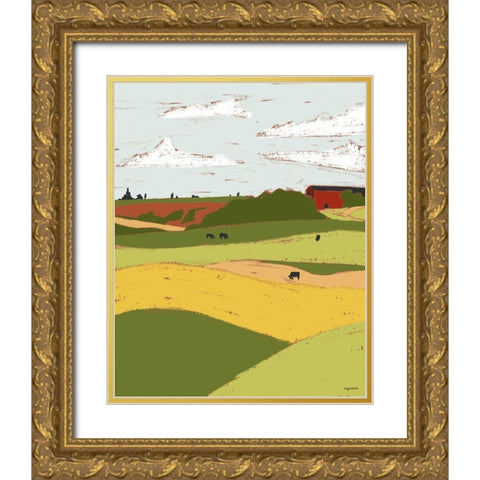 Pasture I Gold Ornate Wood Framed Art Print with Double Matting by Brown, Kyra