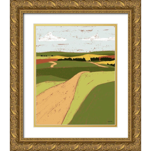 Pasture II Gold Ornate Wood Framed Art Print with Double Matting by Brown, Kyra
