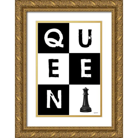 Queen Grid Gold Ornate Wood Framed Art Print with Double Matting by Brown, Kyra
