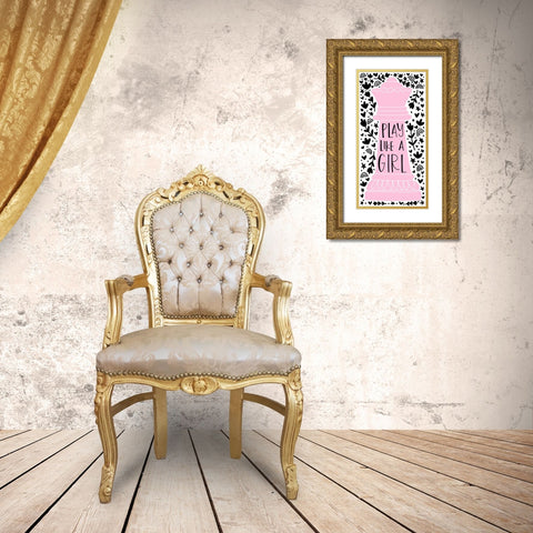Play Like a Girl II Gold Ornate Wood Framed Art Print with Double Matting by Brown, Kyra