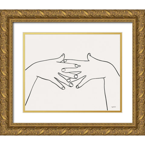 Hands II Gold Ornate Wood Framed Art Print with Double Matting by Brown, Kyra