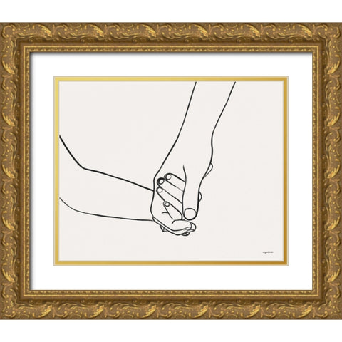 Hands V Gold Ornate Wood Framed Art Print with Double Matting by Brown, Kyra