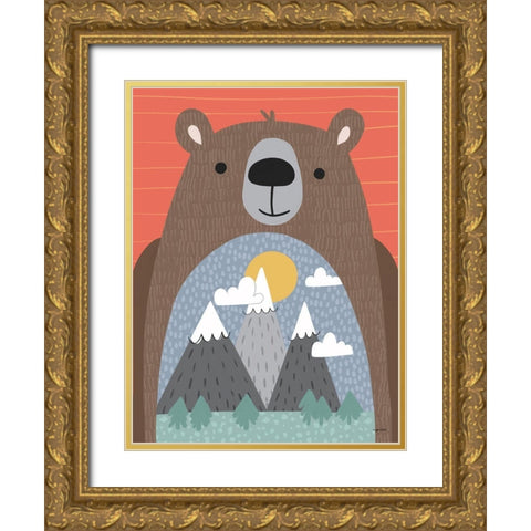 Adventure Bear Gold Ornate Wood Framed Art Print with Double Matting by Brown, Kyra